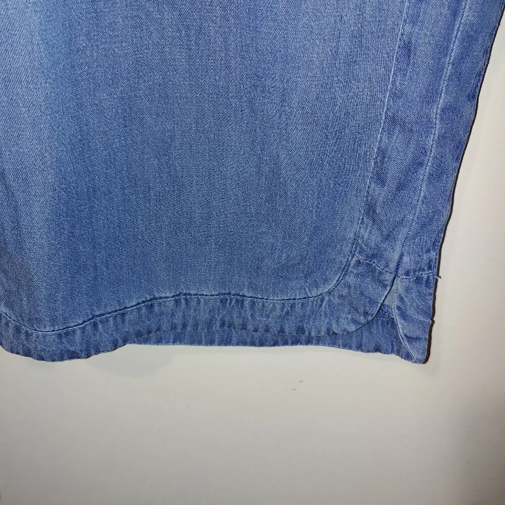 Unbranded Drawstring Wide Leg Chambray Pants Size 10 Blue